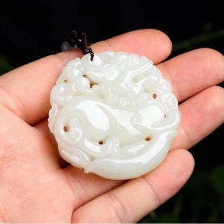名寺开光天然和田玉双面貔貅招财保平安白玉麒麟吊坠玉坠男女貔貅挂件