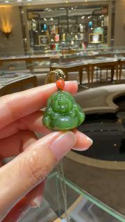 七彩云南和田玉碧玉佛吊坠女大肚佛挂件玉石项链送女友节日礼物 碧玉