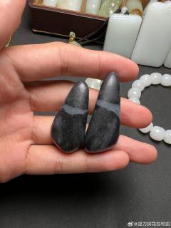 籽料青花情侣吊坠